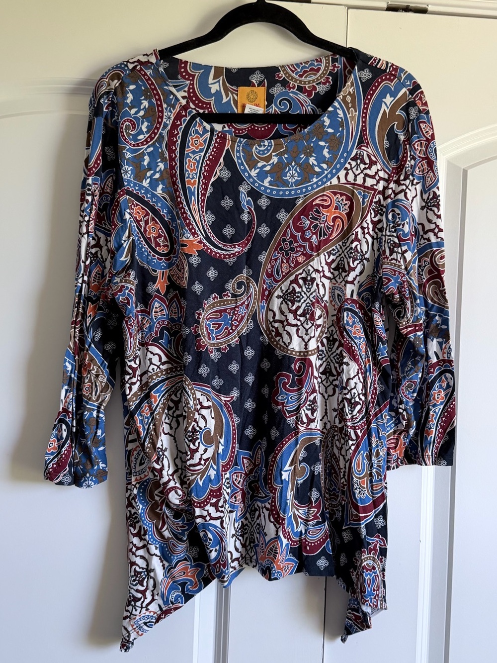 Ruby Rd. Multi-Color Paisley Asymmetric Hem Tunic